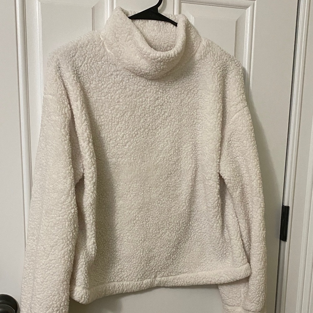 SHEIN Cream Fleece Turtleneck Sweater